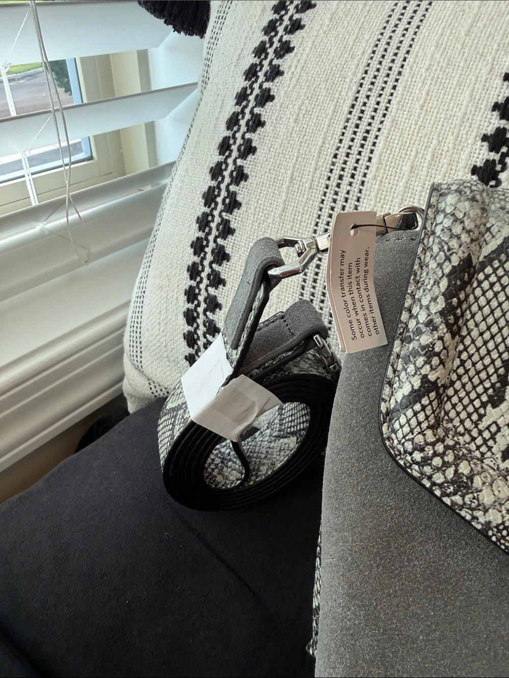 White House Black Market Purse - Black and Gray Snake-Print Envelope Clutch - Picture 2 of 4